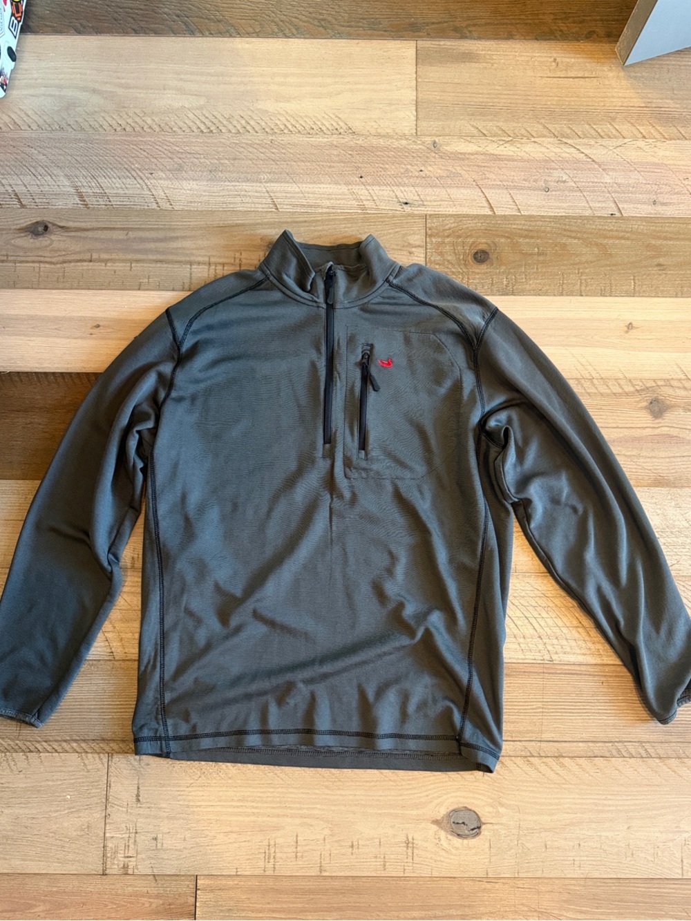 Southern Marsh Men's Gray and black striped Quarter-Zip Performance Pullover